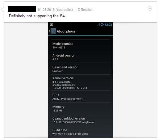 Cyanogenmod Galaxy S4