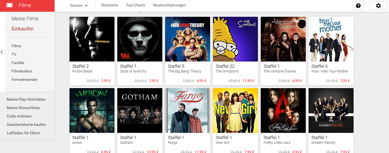 Google Play Store jetzt auch mit Serien