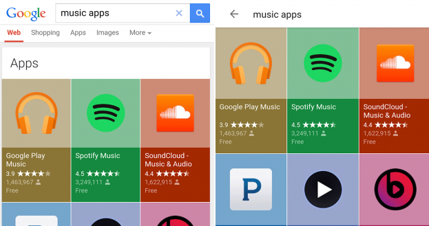 App Ergebnisse in der Google Suche aufgebohrt