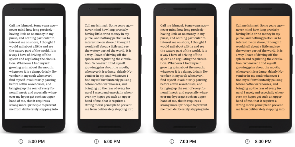 Bequemeres Lesen mit Night Light von Google Play Books