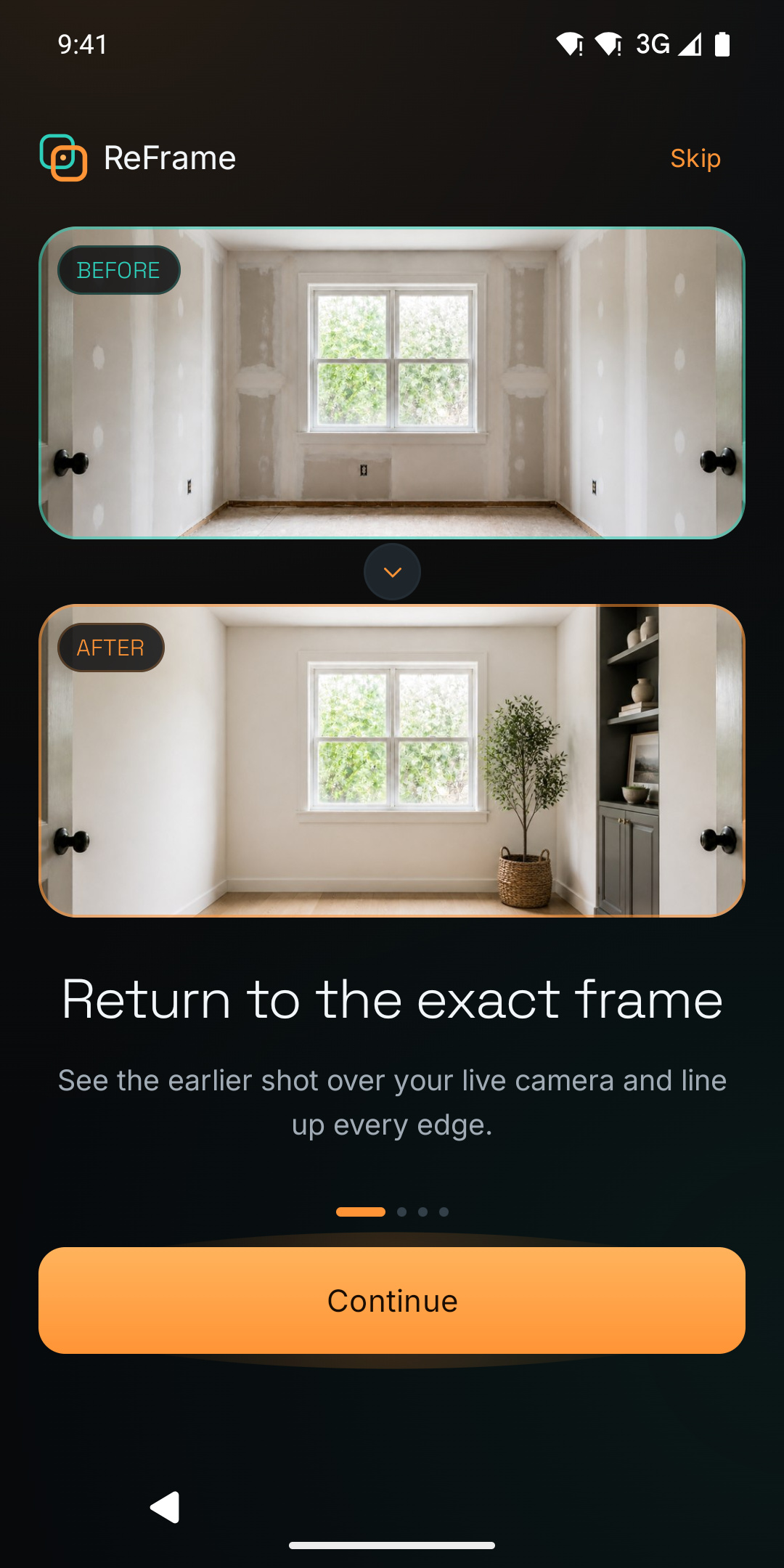Screenshot of ReFrame: Before & After Photos