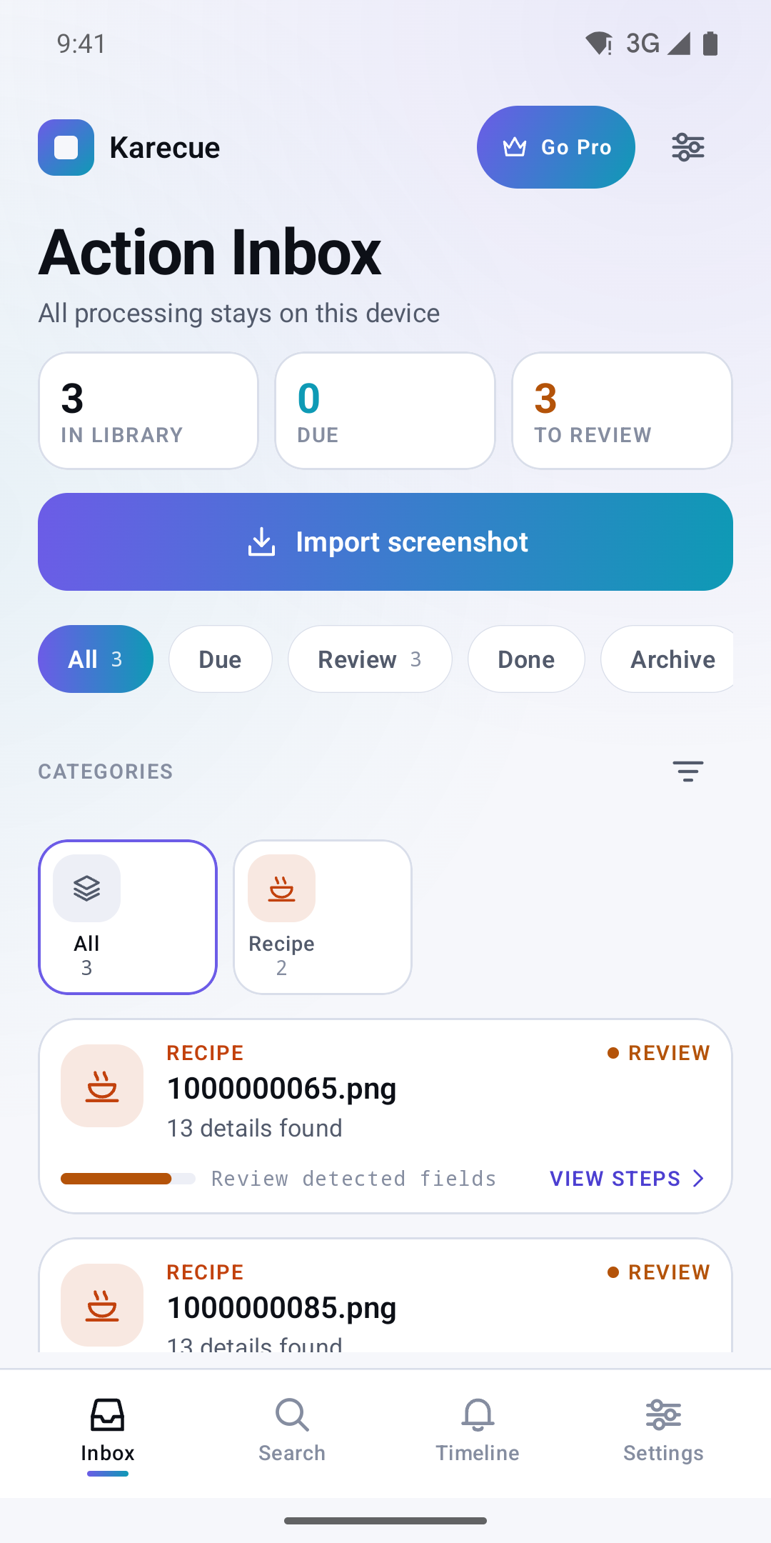 Screenshot of Karecue: Screenshot Organizer