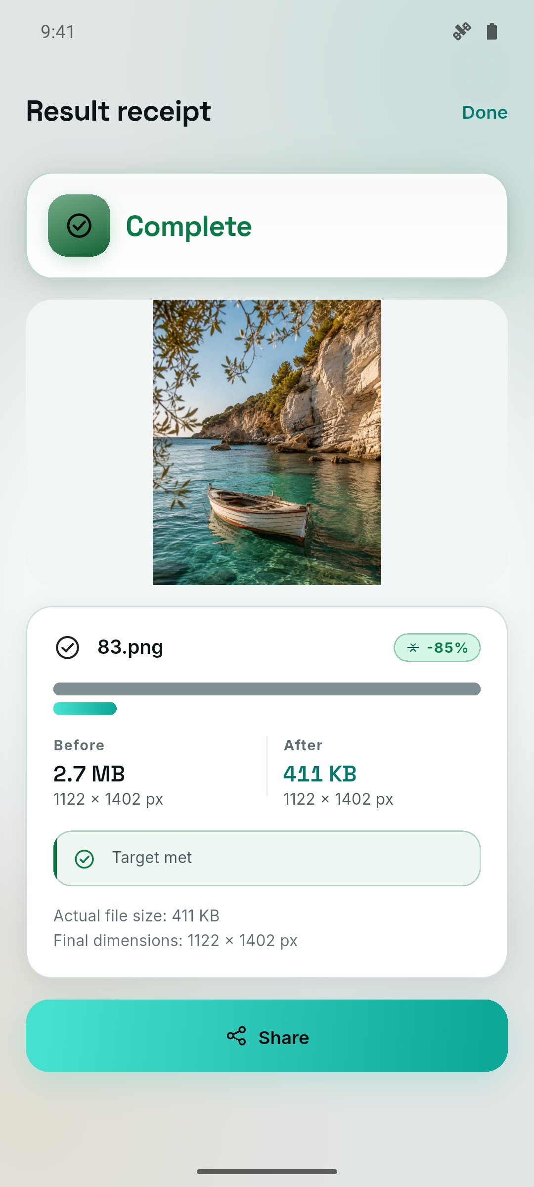 Screenshot of ExactFit: Resize & Compress