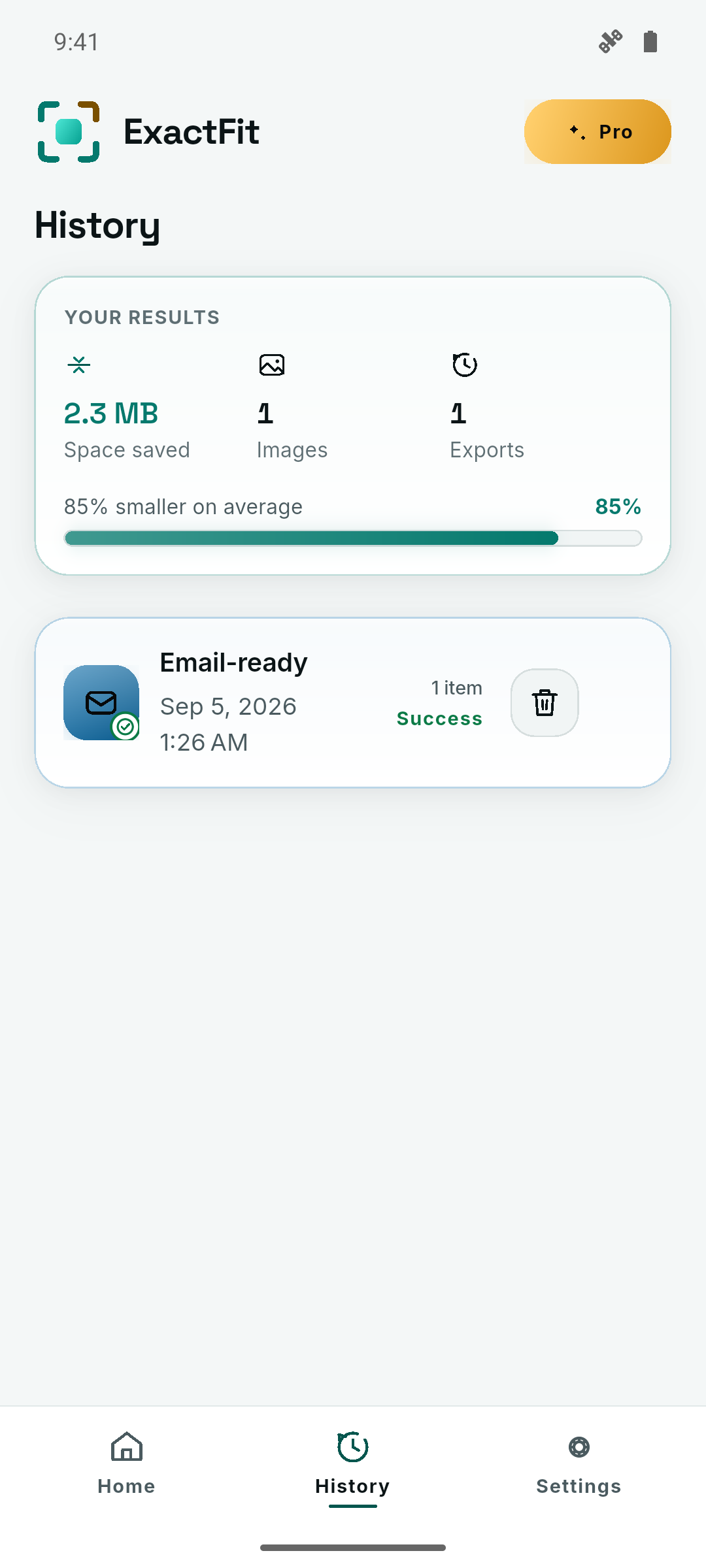 Screenshot of ExactFit: Resize & Compress