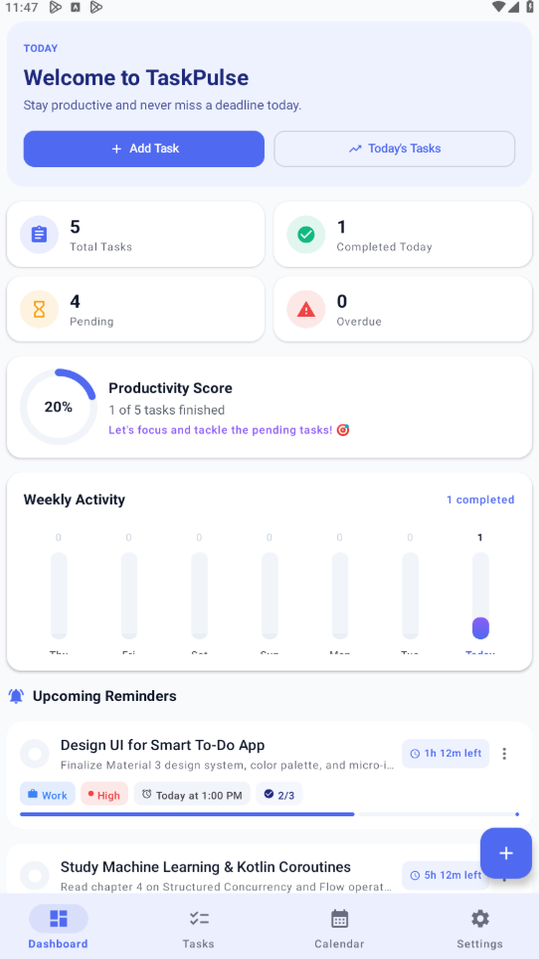 Screenshot of TASKPULSE