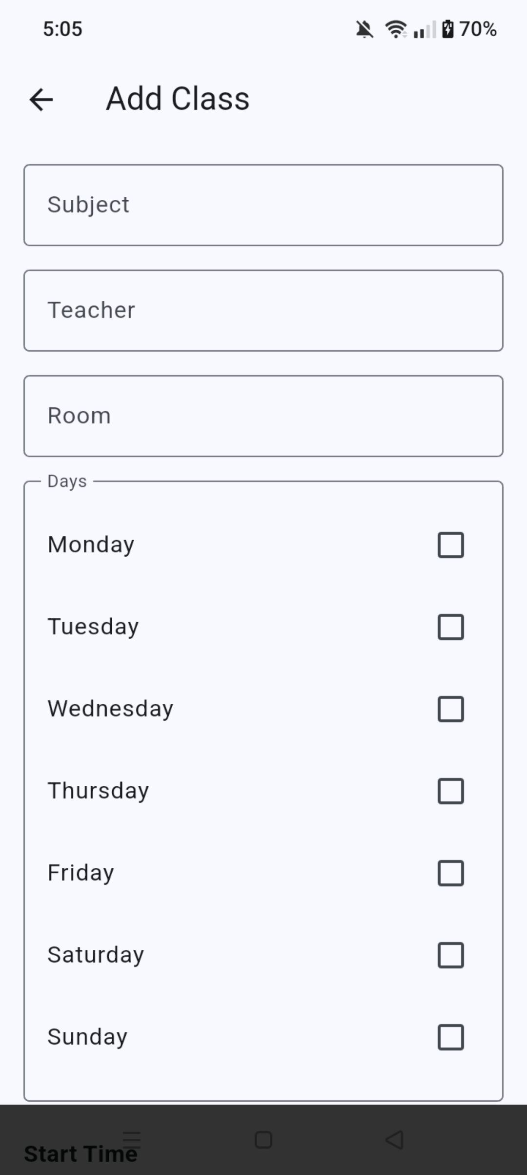 Screenshot von Class Schedule App