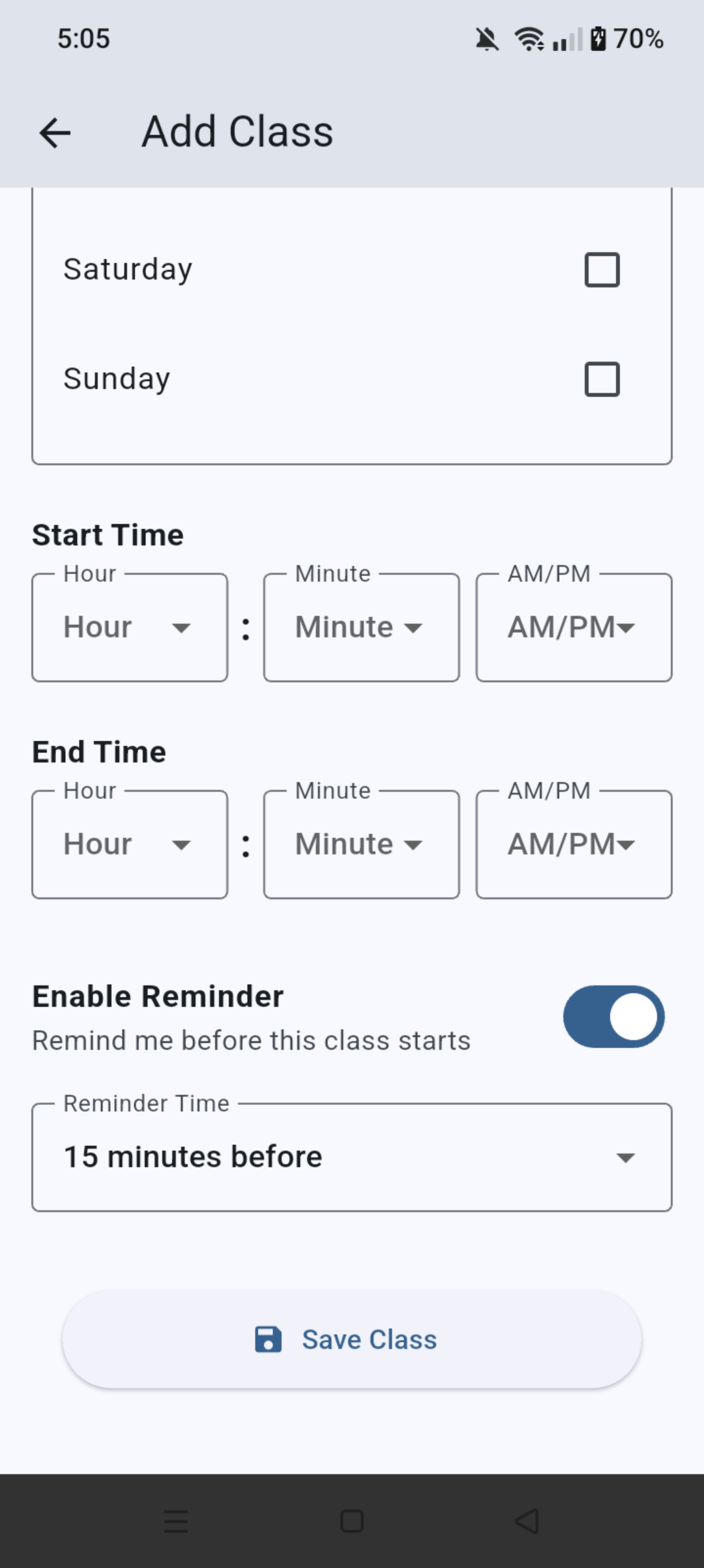 Screenshot von Class Schedule App