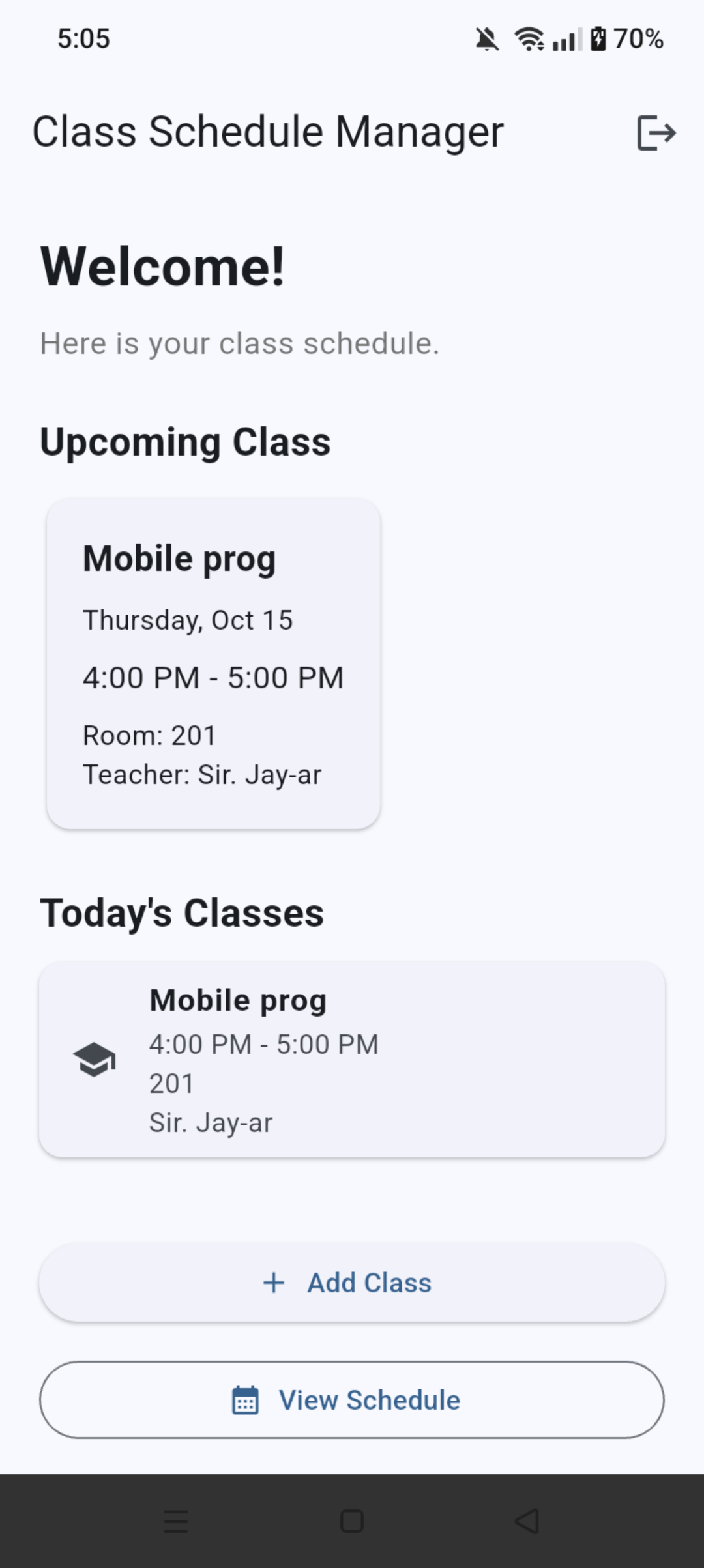 Screenshot von Class Schedule App