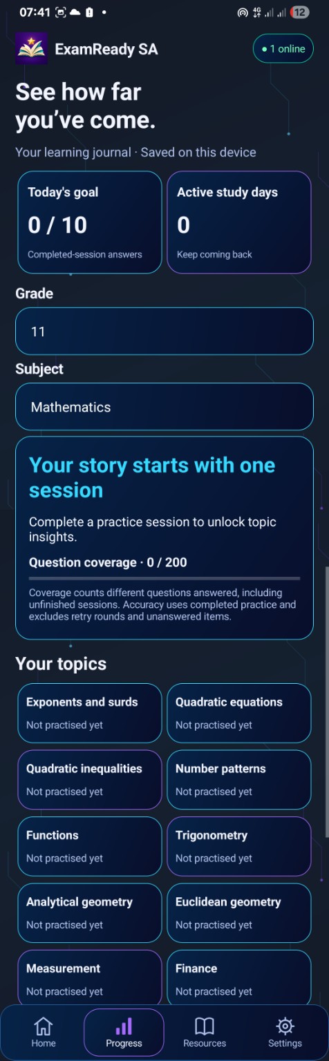 Screenshot of ExamReady SA