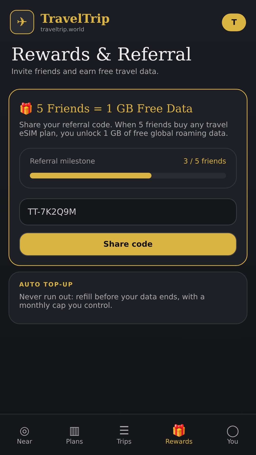 Screenshot of TravelTrip World - Travel eSIM