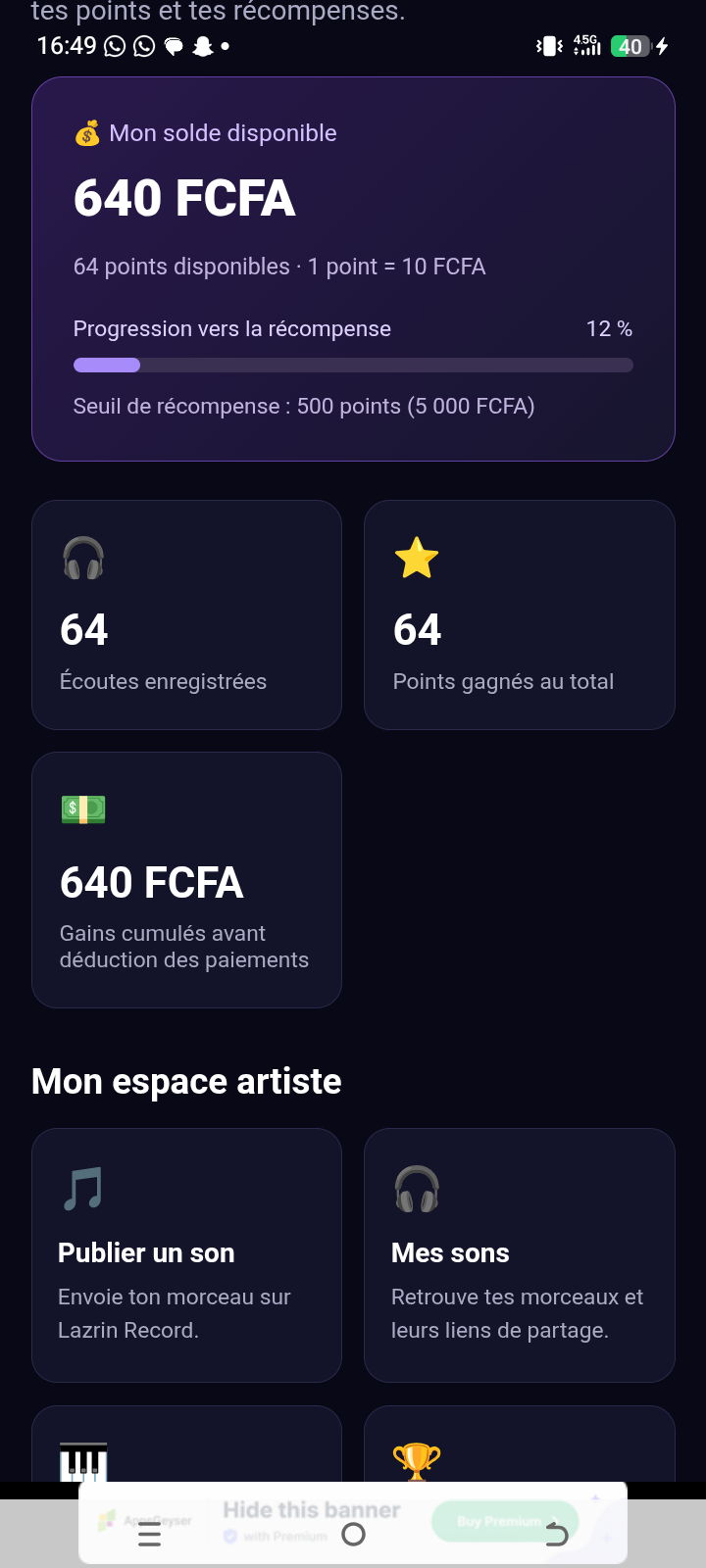 Screenshot of Lazrin record