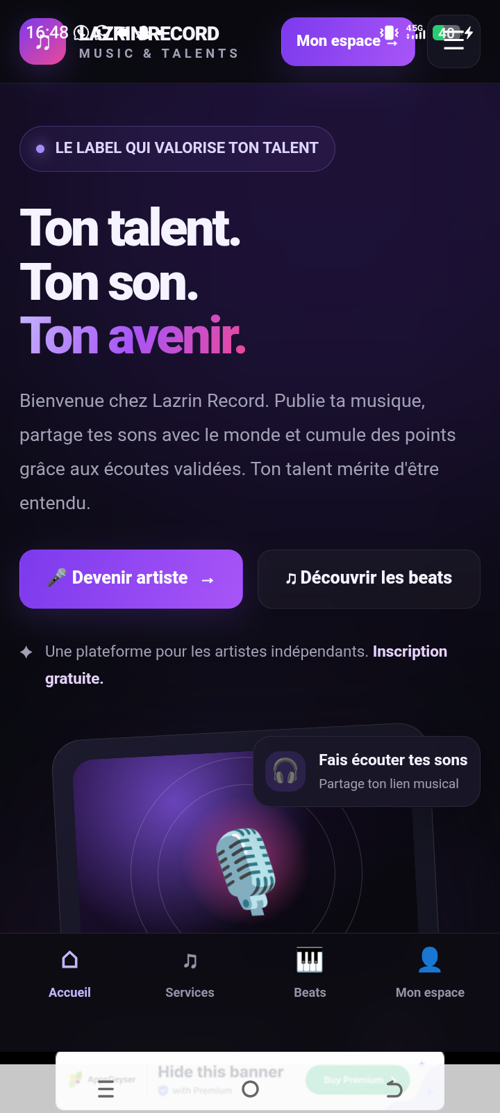 Screenshot of Lazrin record