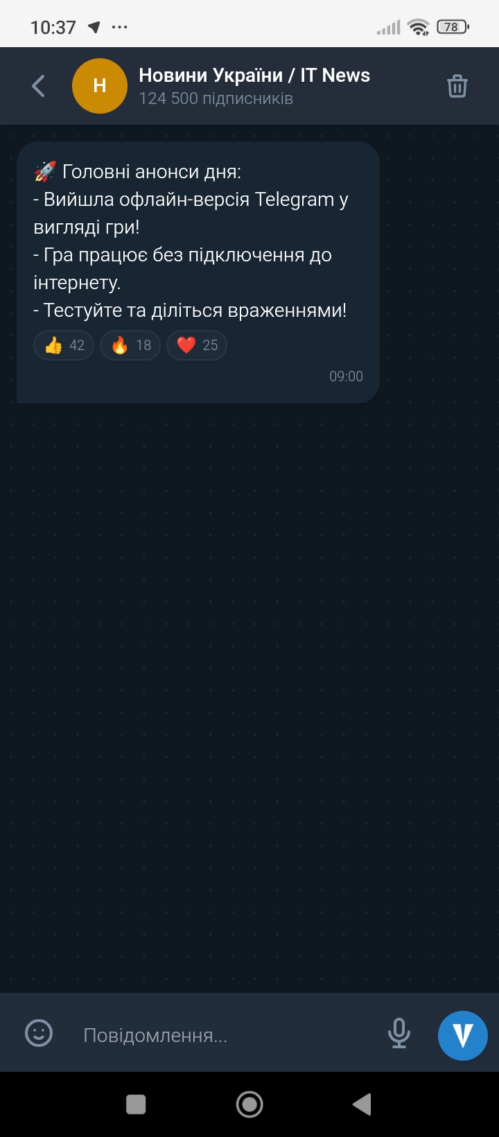 Screenshot of Telegram Offline