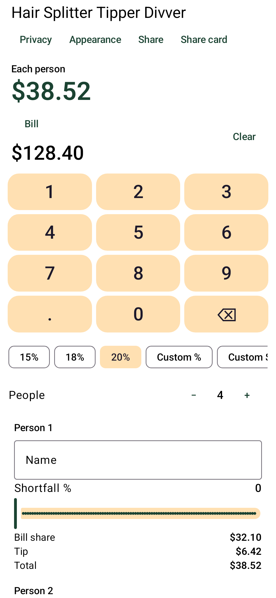 Screenshot of TipSnap
