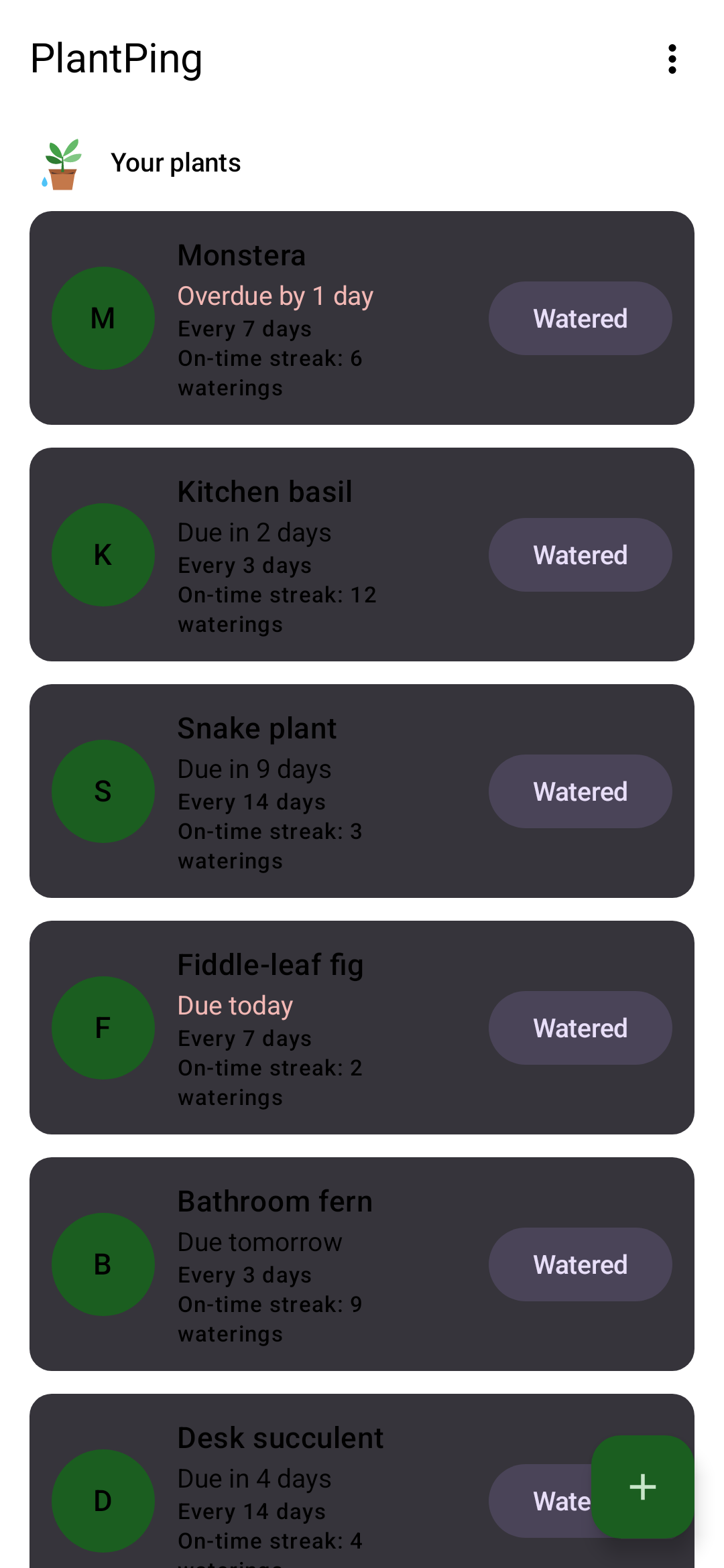 Screenshot of PlantPing