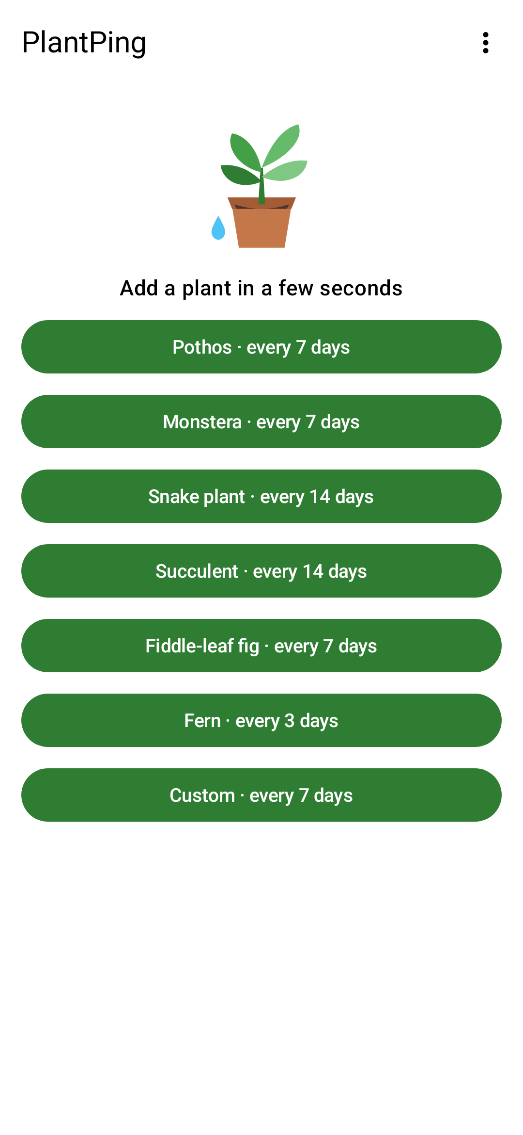 Screenshot of PlantPing