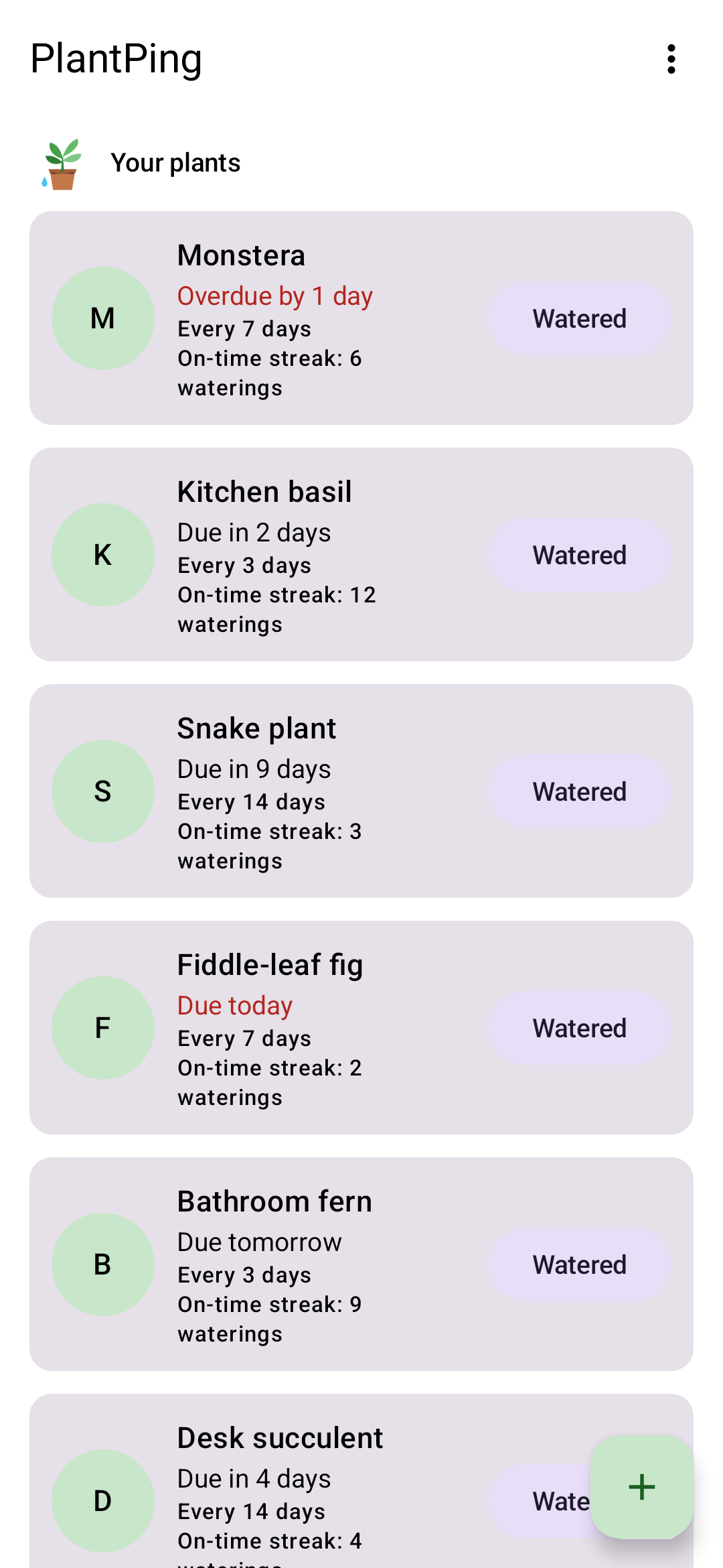 Screenshot of PlantPing